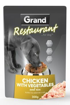 GRAND kaps. deluxe pes Restaur. 100% kuřecí, zel. 300g