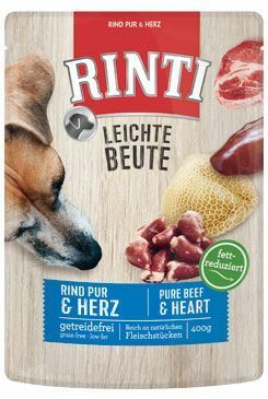 Rinti Dog kapsa Leichte Beute hovězí+kuřecí srdíčka 400g