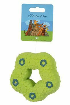 Hračka pes Donut pískací 9cm latex mix barev 1ks