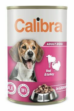 Calibra Dog  konz.telecí+krůtí v omáčce 1240g NEW