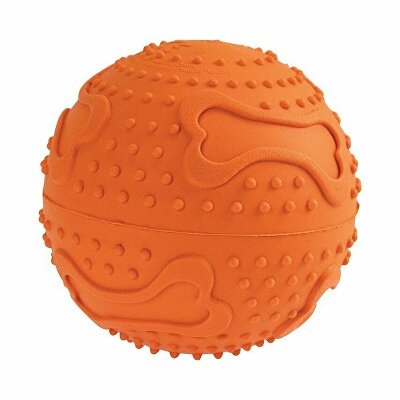 Hračka pes Míč s otvorem na krmivo 6,5cm oranžová TR