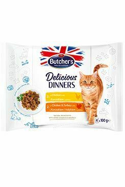 Butcher's Cat Delic.Dinners kuř+kuř/krůtí kapsa 4x100g
