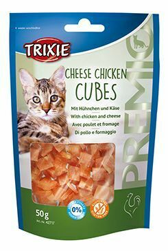 Pochoutka Premio CHEESE CHICKEN CUBES pro kočky 50g TR