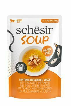 Schesir Cat kapsa Adult Soup tuňák/mrkev/dýně 40g