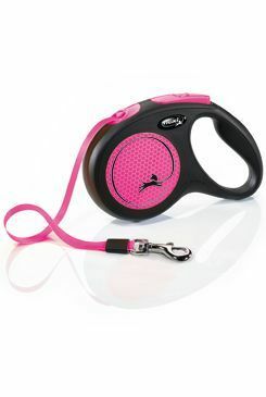 Vodítko FLEXI Neon New M pásek 5m/25kg černá/růžová
