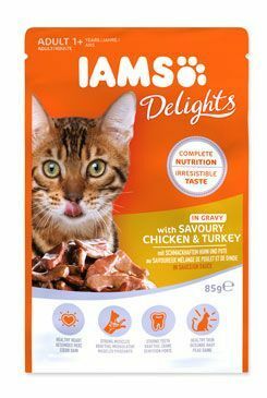 Iams Cat Adult kuře a krůta v omáčce kapsa 85g