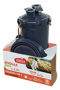 Lahev 2v1+ 2 misky BIVOUAK 2x350ml modrá Zolux