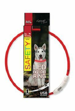Obojek DOG FANTASY světelný USB červený 65 cm 1ks