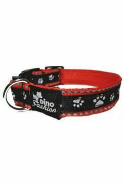 Obojek DINOFASHION reflexní Červeno-černý 35/2,5cm