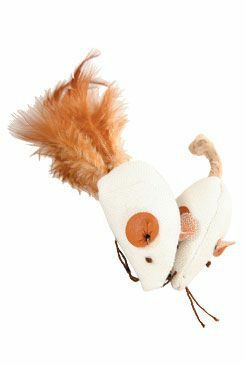 Hračka kočka Myš bílá 2x4cm textil Zolux