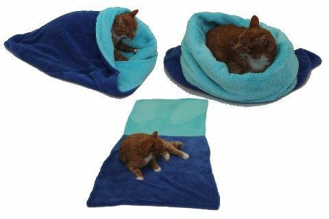 Spací pytel 3v1 XL pro kočky č.4 modrá/tyrkysová