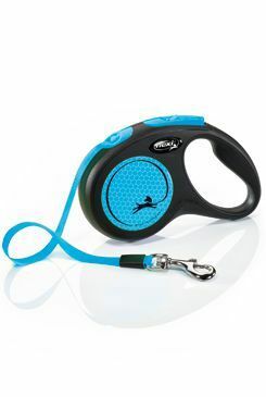 Vodítko FLEXI Neon New S pásek 5m/15kg černá/modrá