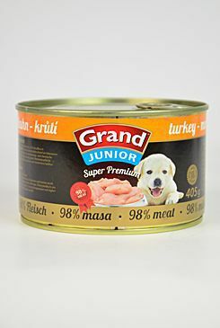 GRAND konz.  Superpremium Junior pes krůtí 405g