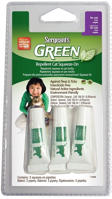 Sergeanťs Green spot on pro kočky 3x1,5ml