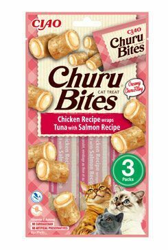 Churu Cat Bites Chicken wraps Tuna&Salmon Recipe 3x10g