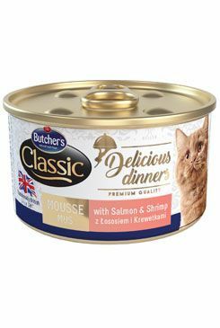Butcher's Cat Class.Delic.Dinners losos+krevet konz 85g