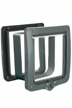 Dvířka kočka XL plast 4P s tunelem 24x28cm šedá TR