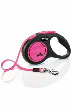 Vodítko FLEXI Neon New S pásek 5m/15kg černá/růžová