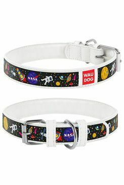 Obojek kožený NASA bílý (26-35cm/1,5cm)