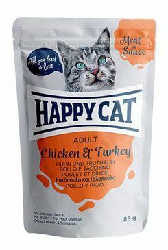 Happy Cat kapsa Meat in Sauce Adult Kuře a krůta 85g