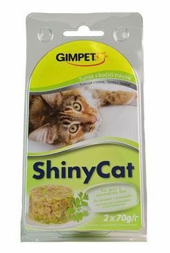 Gimpet ShinyCat konz. tuňak s kočičí trávou 2x70g