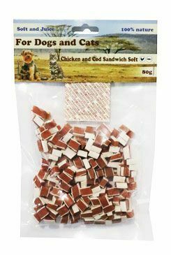 Pochoutka Sandwich kuře s treskou mini 1cm/80g