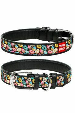 Obojek kožený Donuts černý (30-39cm/2cm)