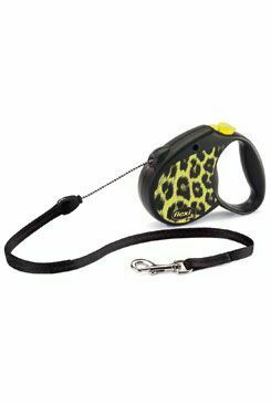 Vodítko FLEXI Safari leopard S lanko 5m/12kg žlutá