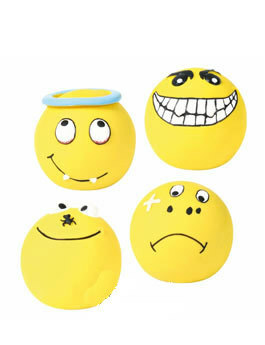 Hračka pes Smajlík žlutý 6cm latex TR