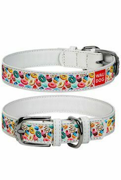 Obojek kožený Donuts bílý (30-39cm/2cm)