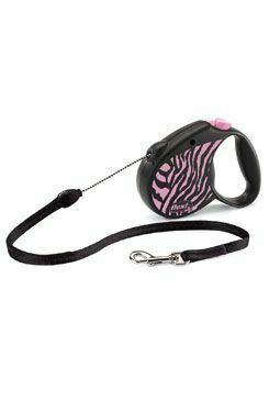 Vodítko FLEXI Safari zebra S lanko 5m/12kg růžová