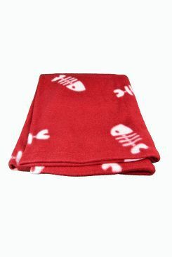 Deka pro psy BEANY bílé rybí kostry 100x70cm vínová TR